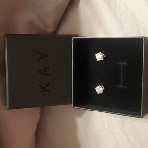 Kay Jewelers lab created white sapphire pierced earrings